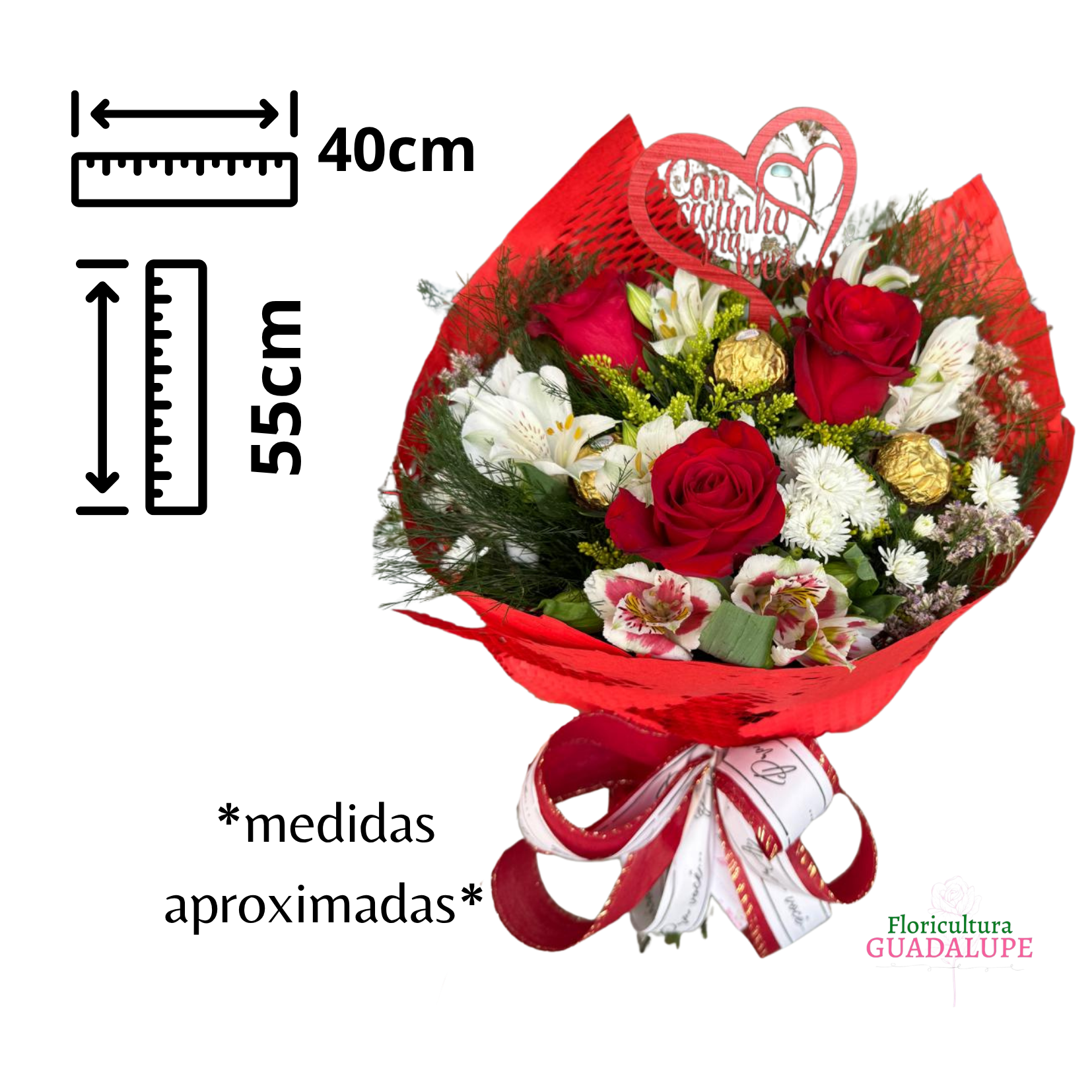 Buqu� de 3 Rosas com Ferrero