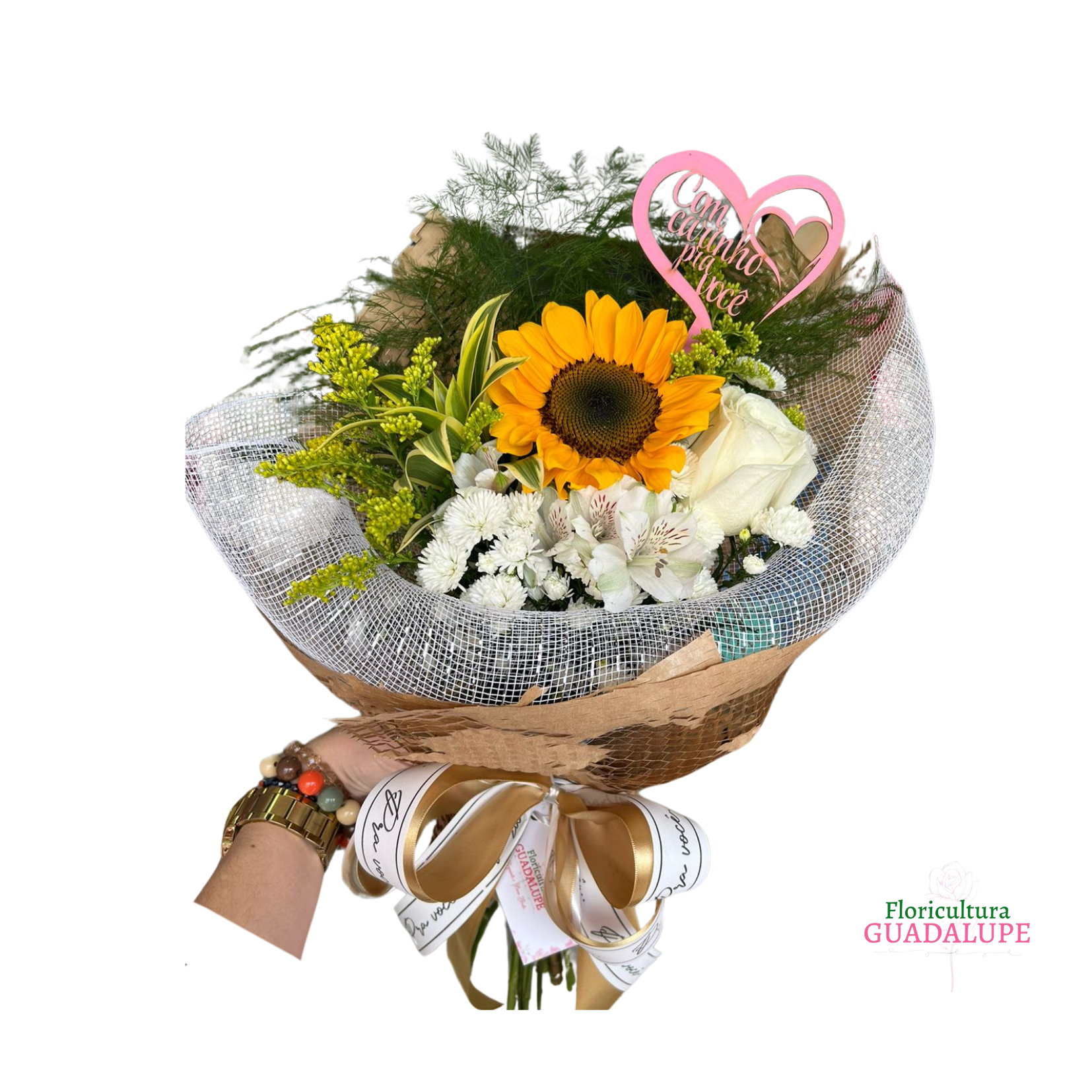 Mini Buqu� de Girassol - White Edition