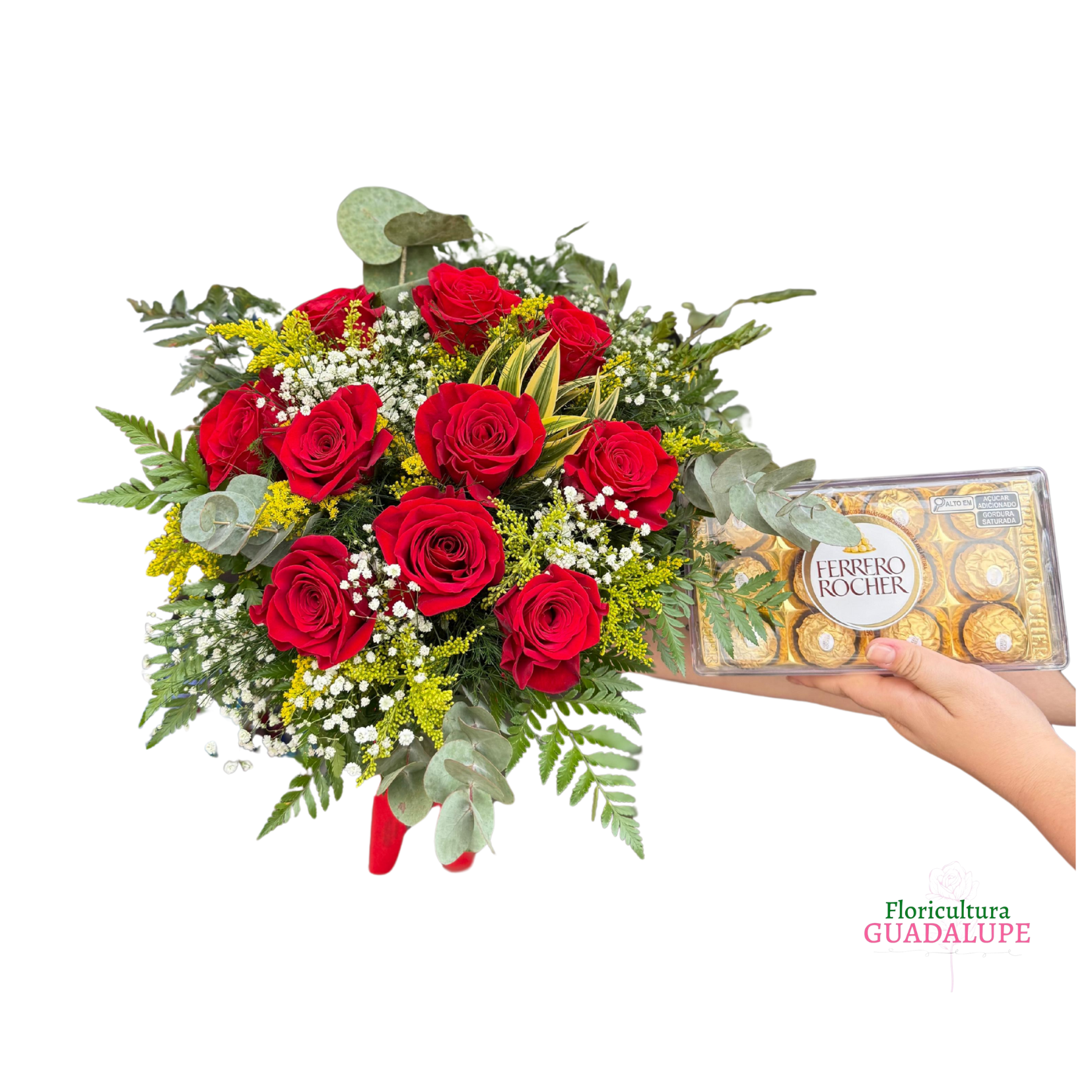 Kit R�stico - 10 Rosas com Ferrero
