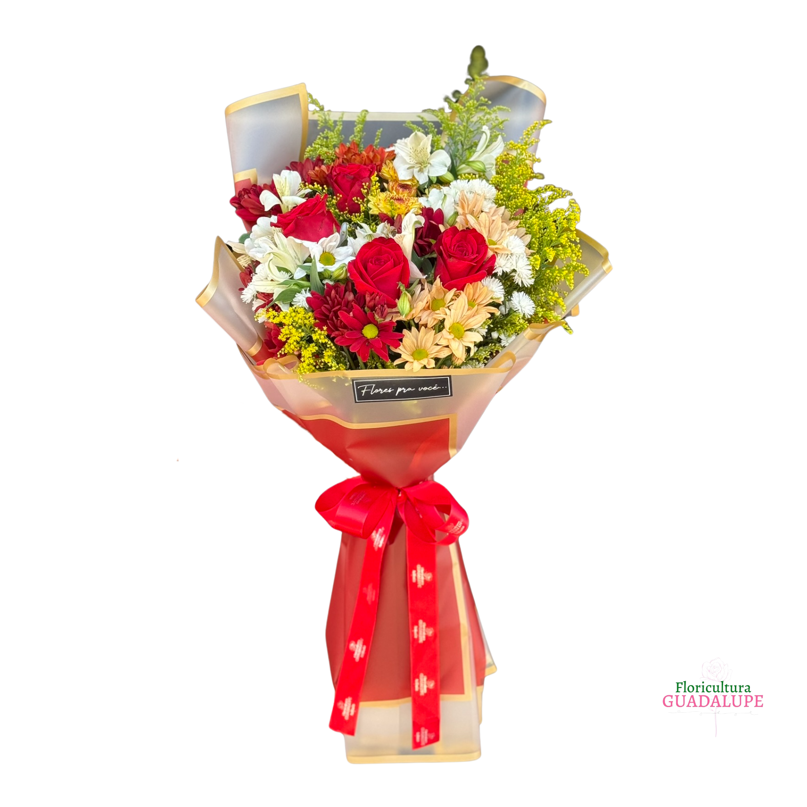 Buqu� de Flores Mistas em Tons de Vermelho