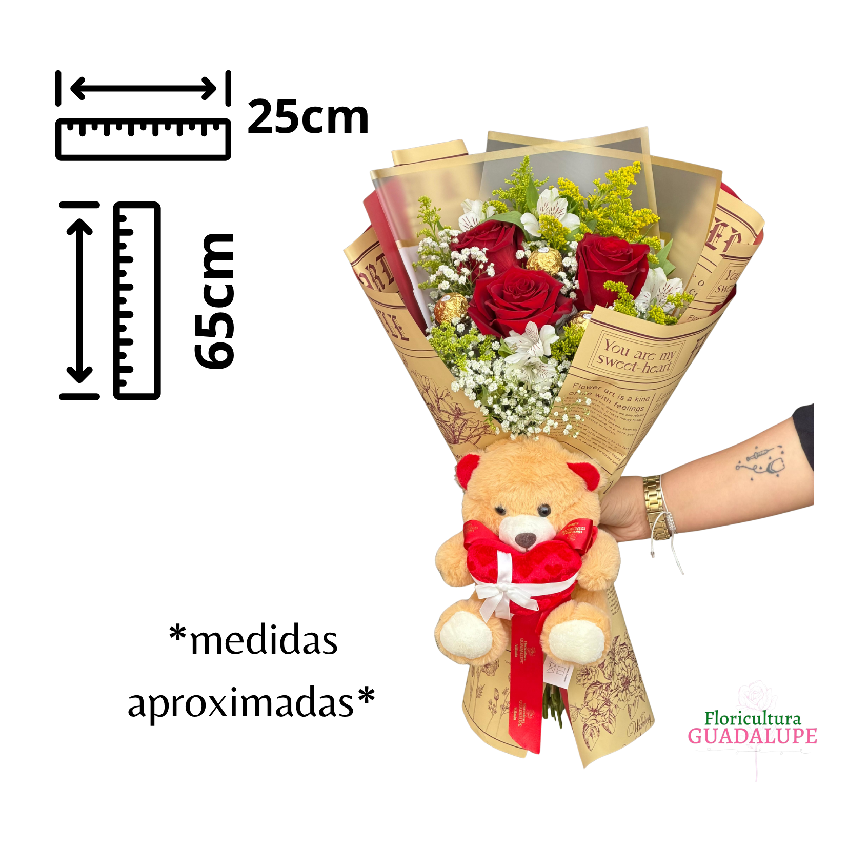 Buqu� Elegance - 3 Rosas com Pel�cia