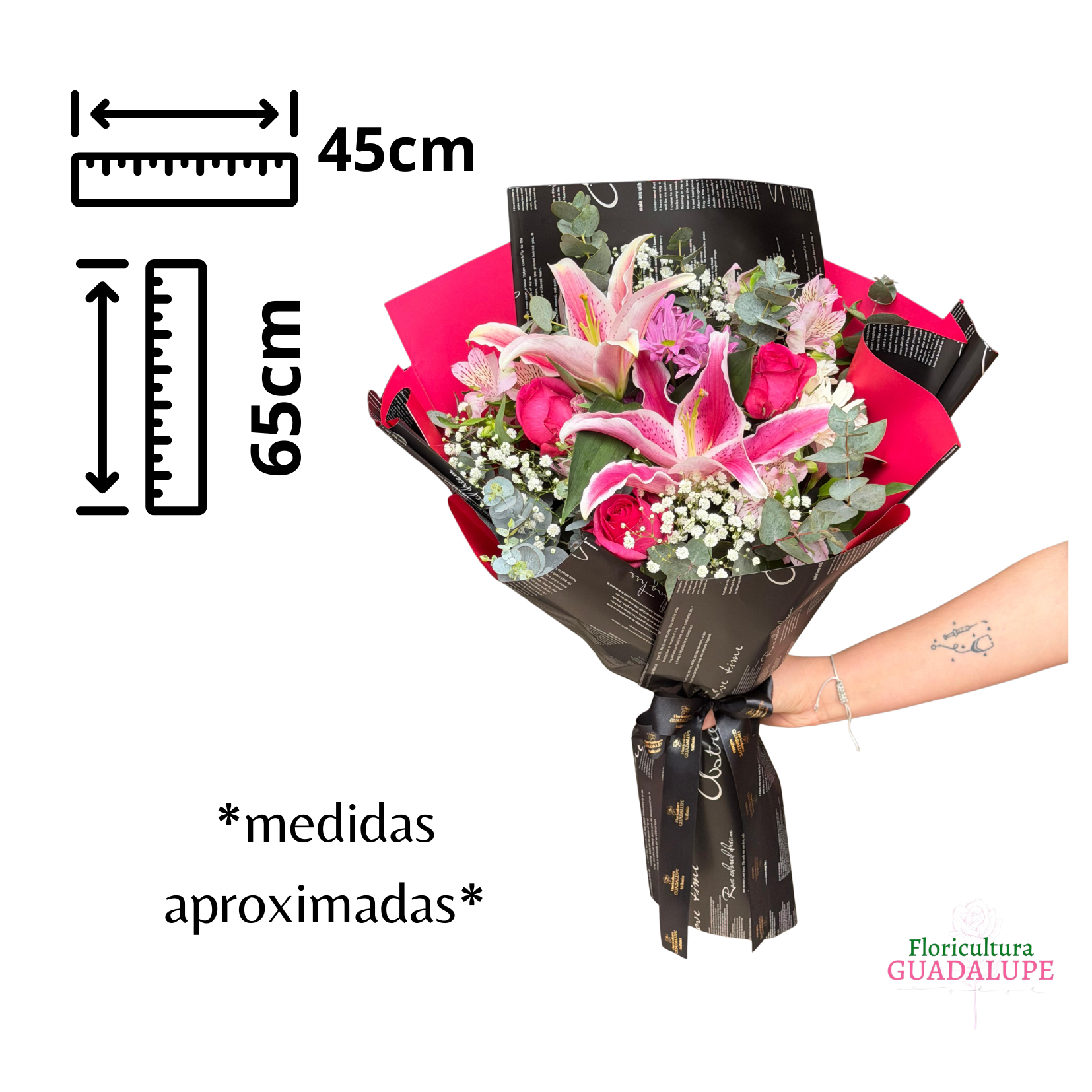 Buqu� de L�rio e Rosas Cor de Rosa - Elegance M