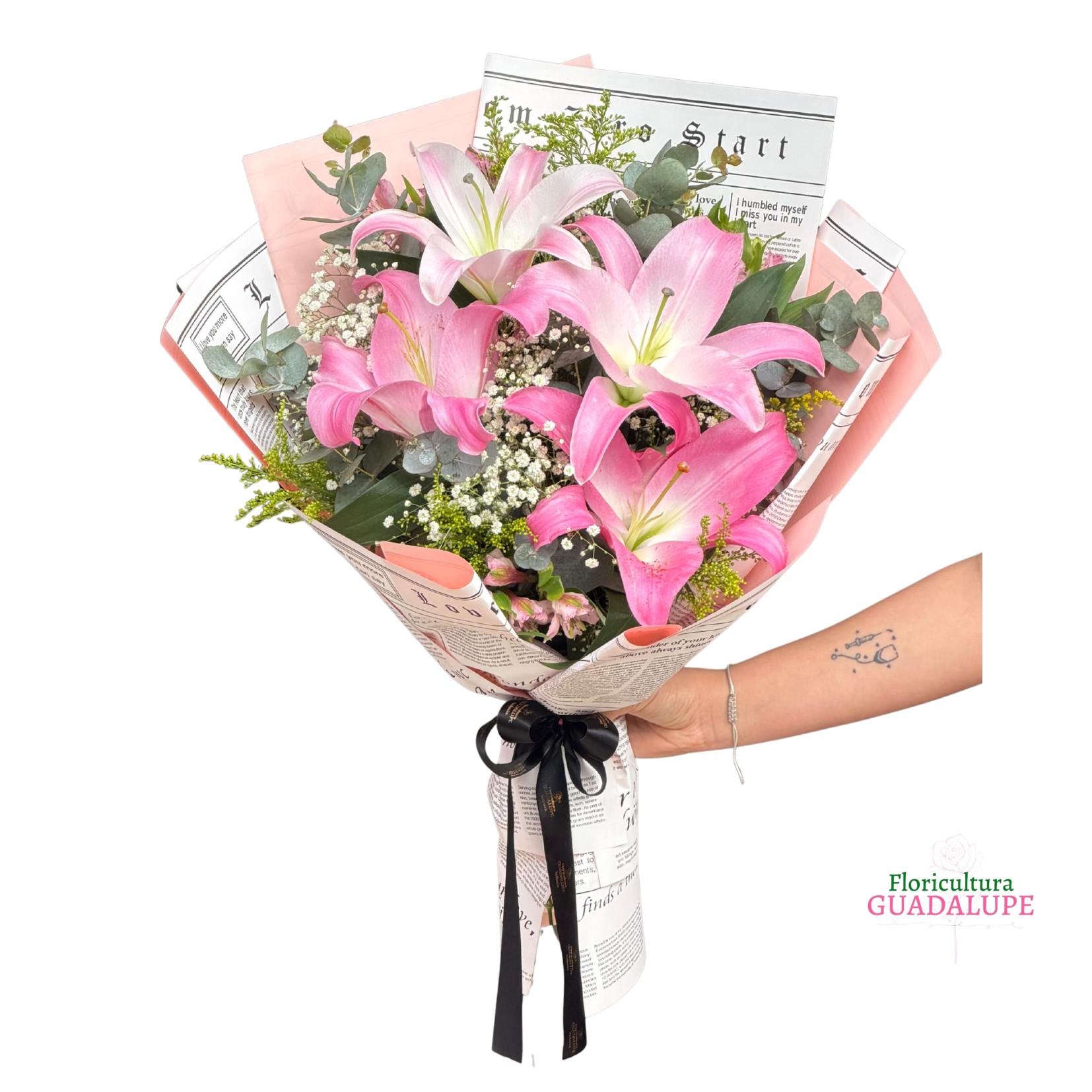 Buqu� de 2 L�rios Cor de Rosa - Glan