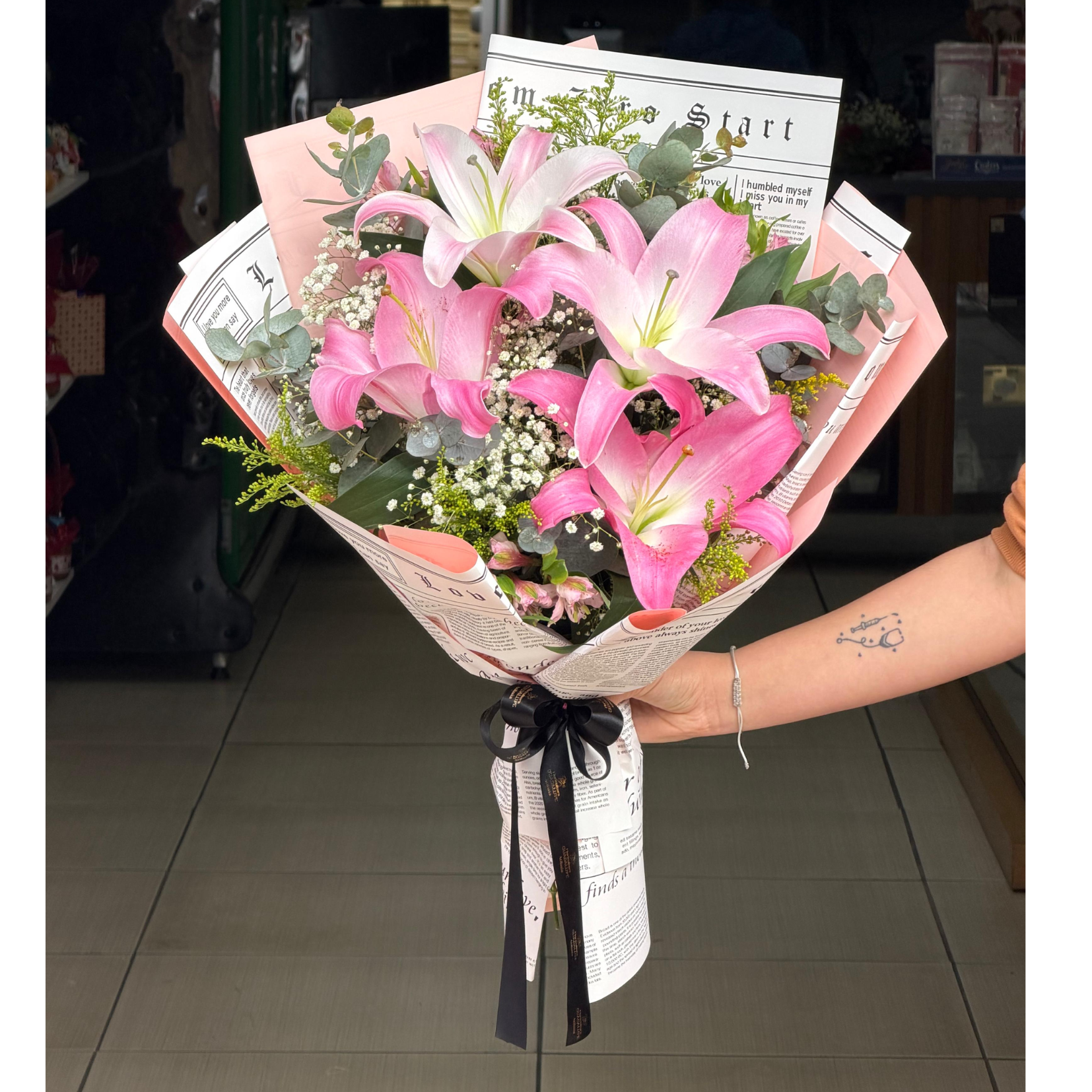 Buqu� de 2 L�rios Cor de Rosa - Glan